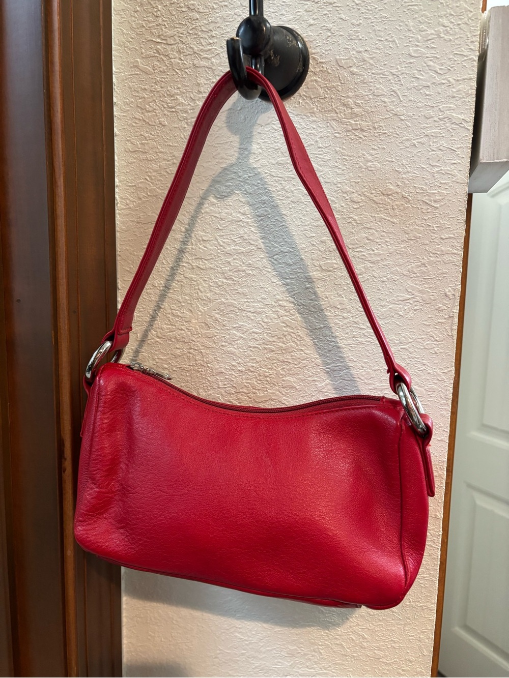 Wilsons Leather Red Mini Baguette Shoulder Bag